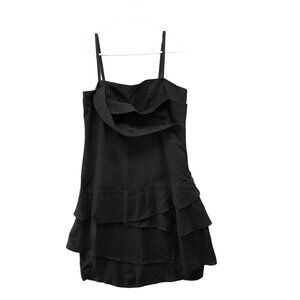 Tiffi Modern Women Mini Dress Size XS Black Cami Ruffle Tiered Avant Garde